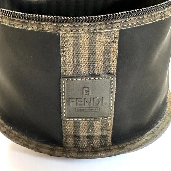 Fendi Complemento Cosmetics Bag Case Black Nylon Pequin Striped w/Comb & Mirror - Picture 7 of 12